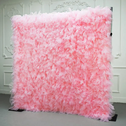 8×8ft Pink Sheer Tulle Decorative Wall Backdrop for Wedding Party Event