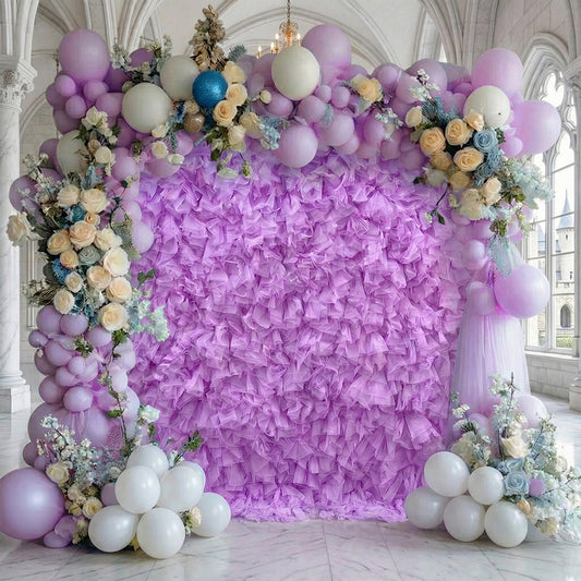 8×8ft Purple Sheer Tulle Decorative Wall Backdrop for Wedding Party Event