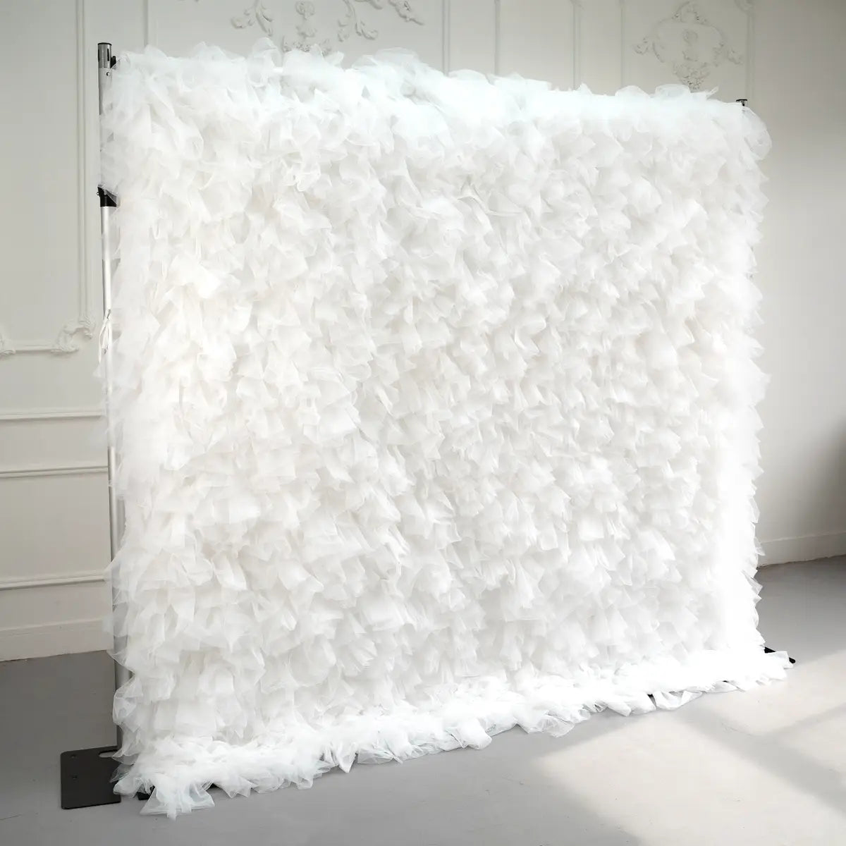 8×8ft White Sheer Tulle Decorative Wall Backdrop for Wedding Party Event