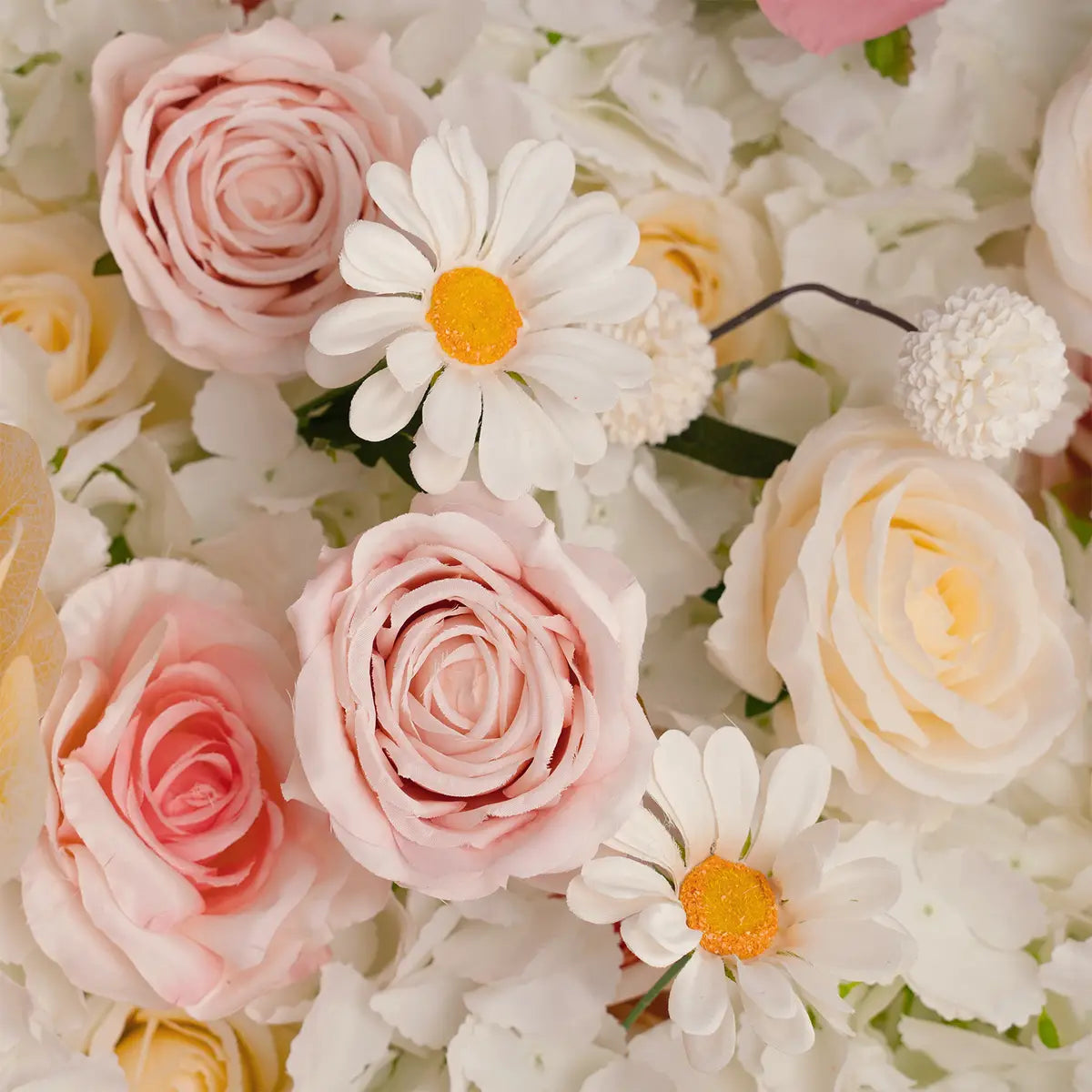 Lightning Deals: Flower Wall 5D Pink Creamy White Artificial Floral Backdrop for Event Party Decor