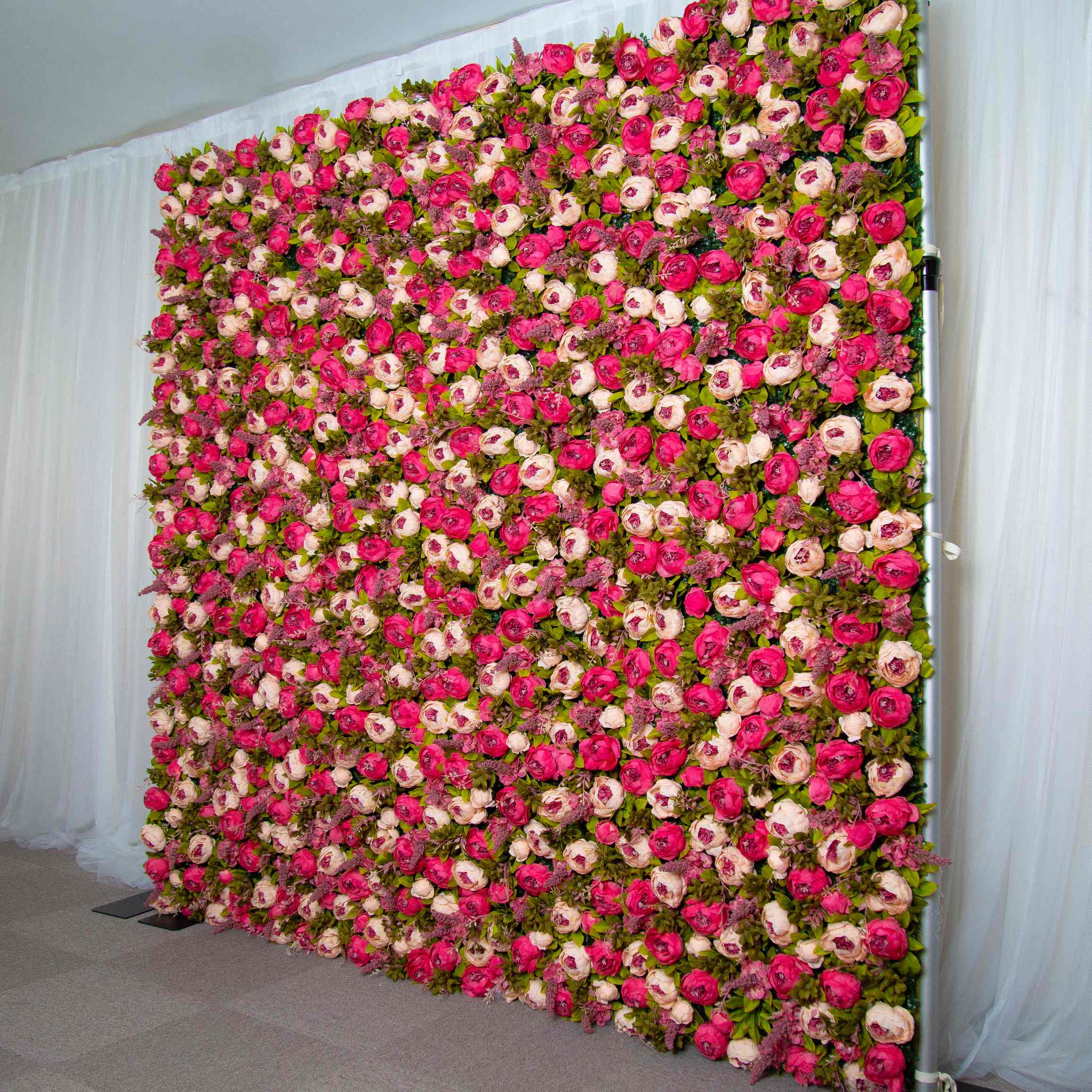 Flower Wall Rose Pink Rolling Up Curtain Floral Backdrop Wedding Party Proposal Decor