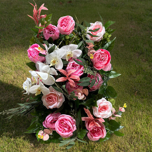 Flower Wall 5D Purple White Phalaenopsis Floral Backdrop for Event Wedding Party Decor