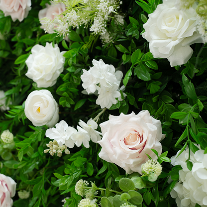 5D Spring Green White Flower Wall Backdrop with Fabric Backing for Wedding Event Party