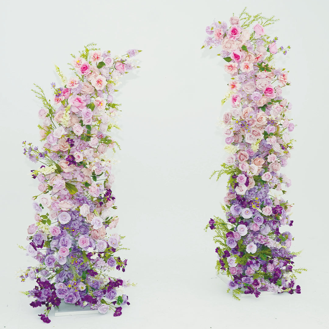 Purple Artificial Floral Pillars for Wedding Proposal Party Decor