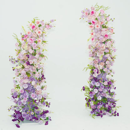 Purple Artificial Floral Pillars for Wedding Proposal Party Decor