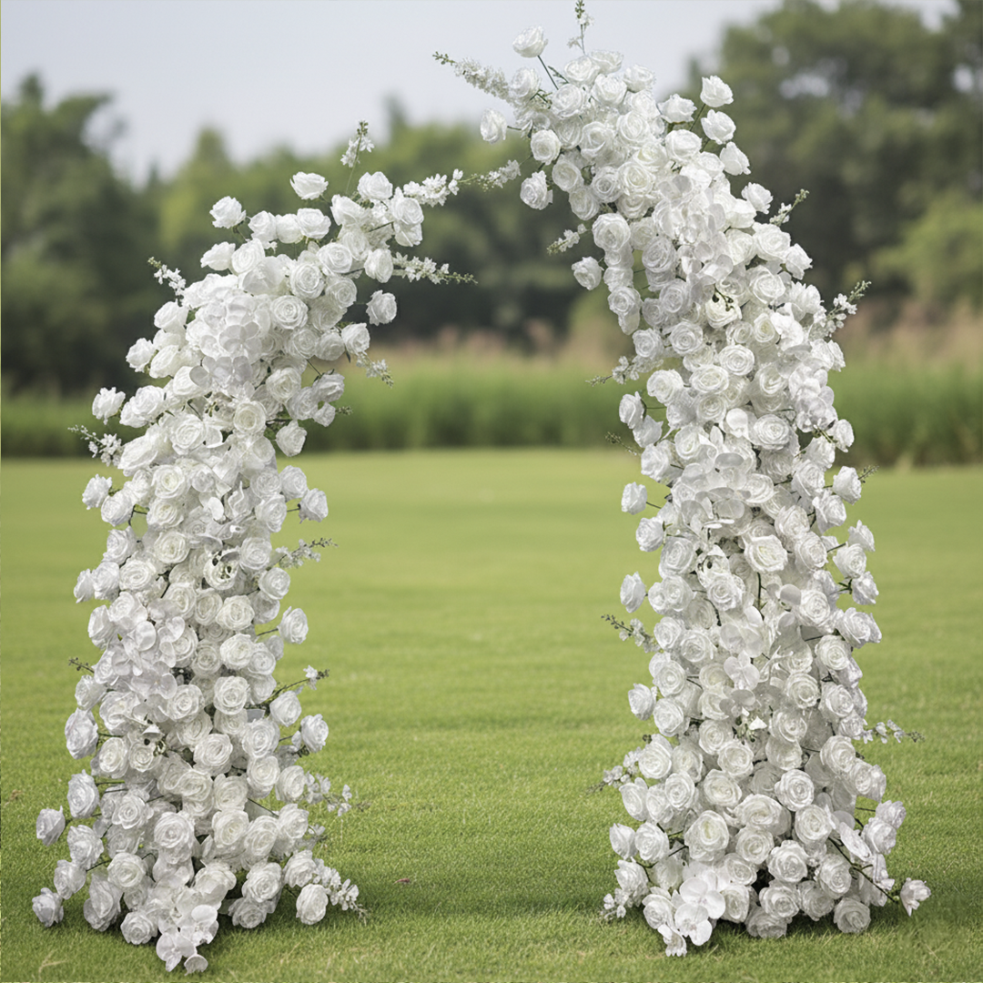 Flower Arch White Rose Floral Pillars for Wedding Party Decor