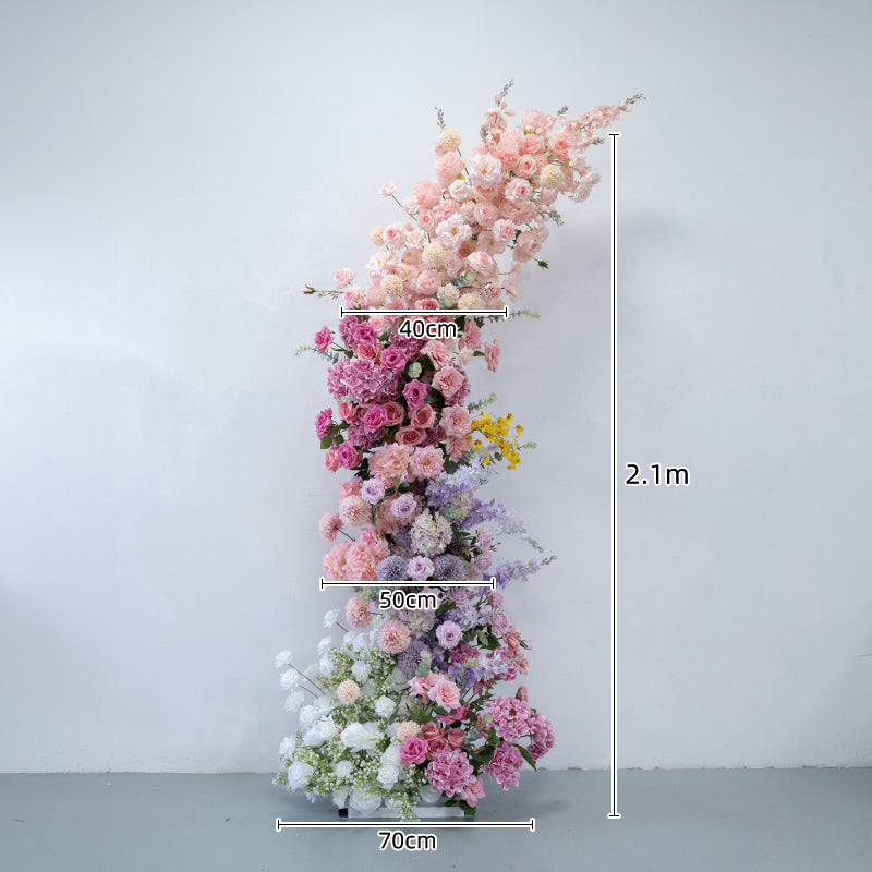 Flower Arch Pink Purple Rose Artificial Florals Backdrop Event Proposal Wedding Decoration