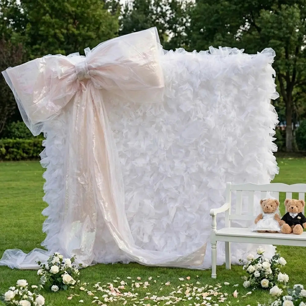 8×8ft White Tulle Backdrop Decorative Wall for Wedding Party Event Decor