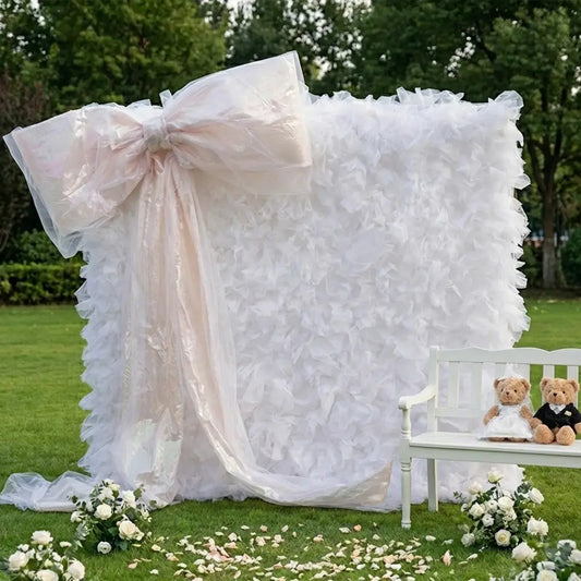 8×8ft White Tulle Backdrop Decorative Wall for Wedding Party Event Decor
