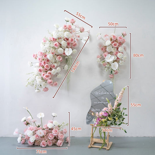 100% handmade, the white pink hanging flower set provides a lifelike appearance and is easy to set up. 