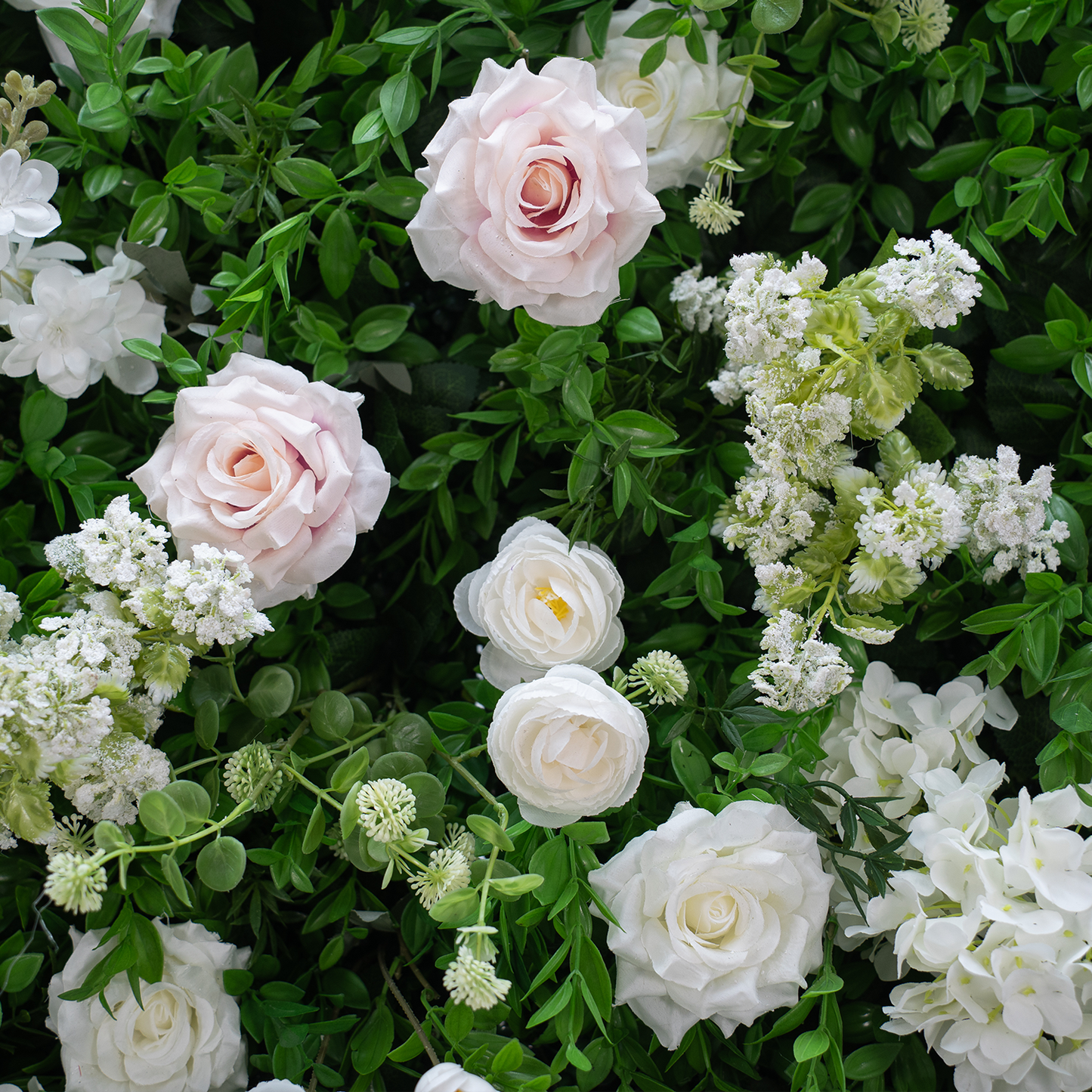 5D Spring Green White Flower Wall Backdrop with Fabric Backing for Wedding Event Party