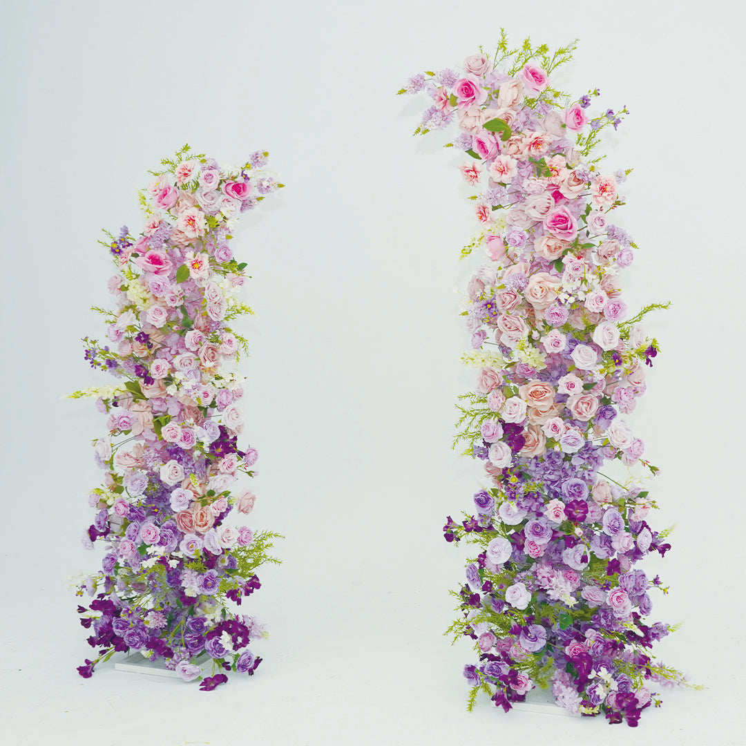 Purple Artificial Floral Pillars for Wedding Proposal Party Decor