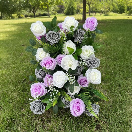 3D Purple Fabric Flower Wall Backdrop for Wedding and Events Decoration