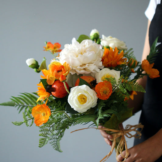 Bridal Bouquet White Orange for Wedding Party Proposal - KetieStory