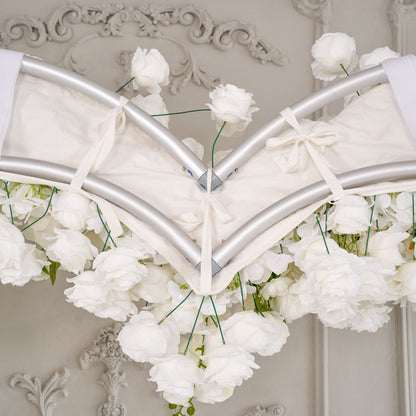 CP SALE 8*8ft White Rose Baby's Breath Heart Shaped Flower Arch with Stand and Free Handbags