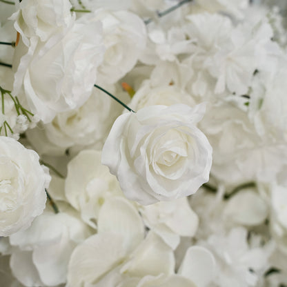 CP SALE 8*8ft White Rose Baby's Breath Heart Shaped Flower Arch with Stand and Free Handbags