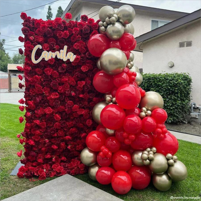 The fabric backing of flower wall