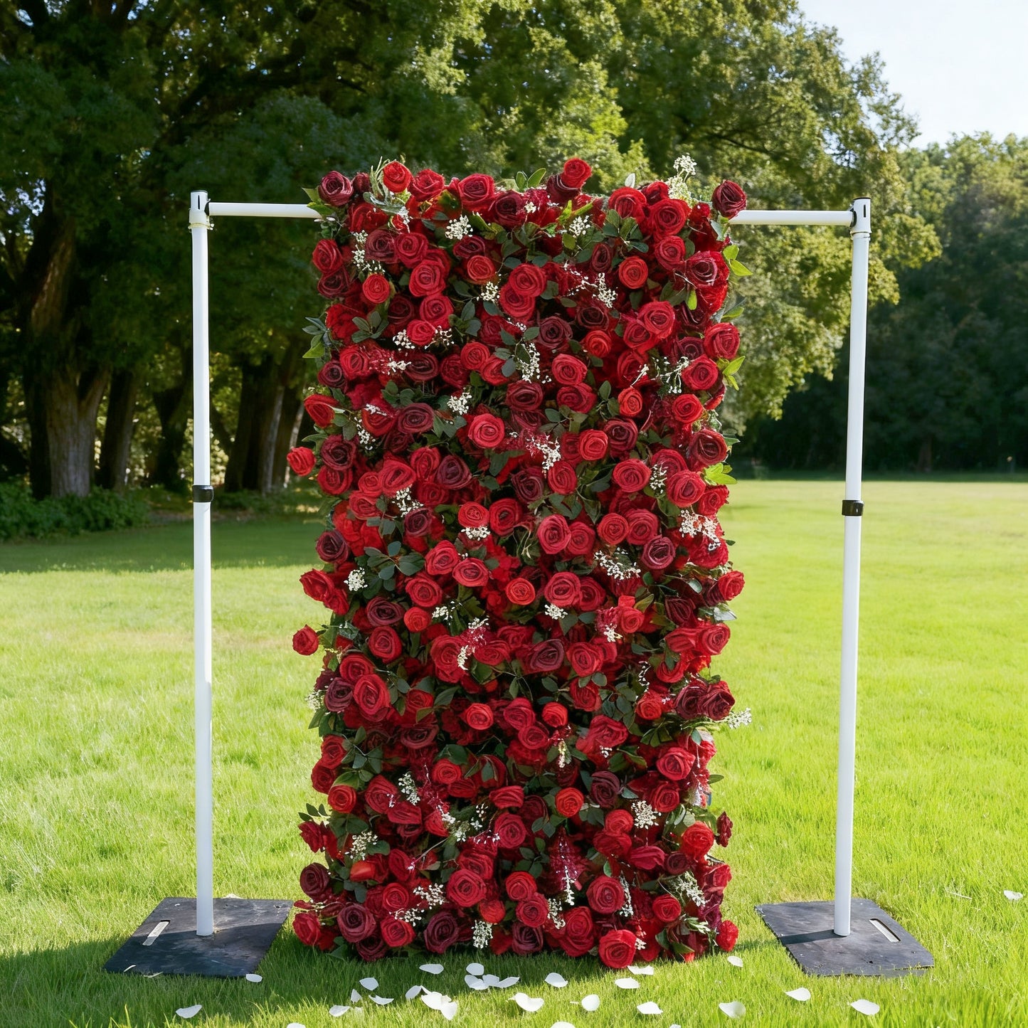 Flower Wall 3D Double Red Rose Wedding Backdrop for Event Proposal Decor