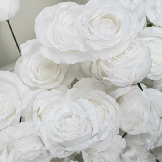 Flower Arch 8x8ft 5D Heart Shaped White Roses Floral Fabric Backdrop Proposal Wedding Party Decor