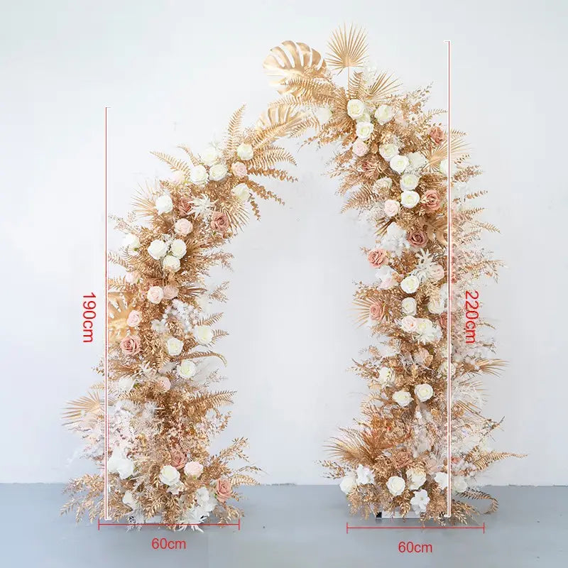 100% handmade, the golden flower arch provides a lifelike appearance and is easy to set up.