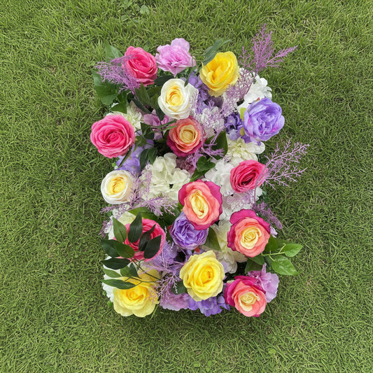 3D Mixed Color Fabric Flower Wall Backdrop for Party Decor