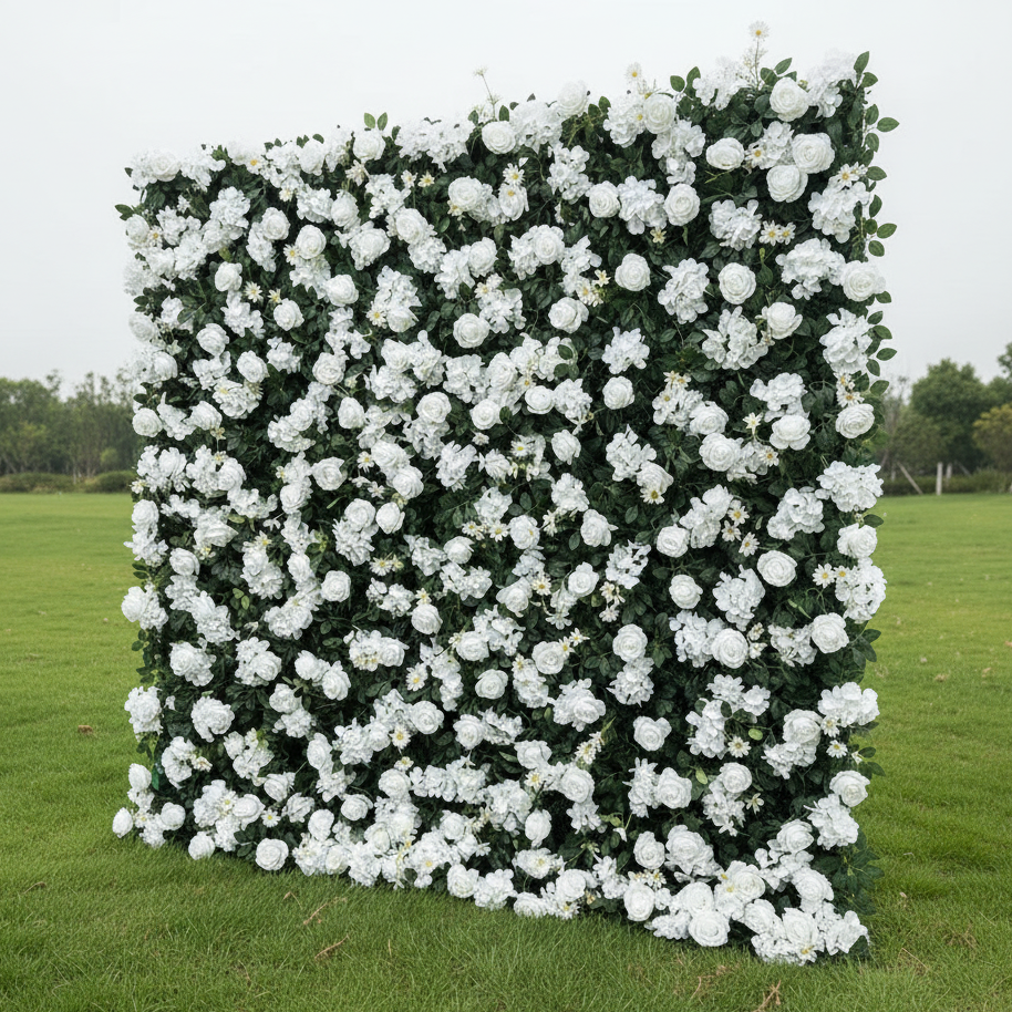 Flower Wall 3D Artificial Rolling Up White Floral Backdrop for Party Decor