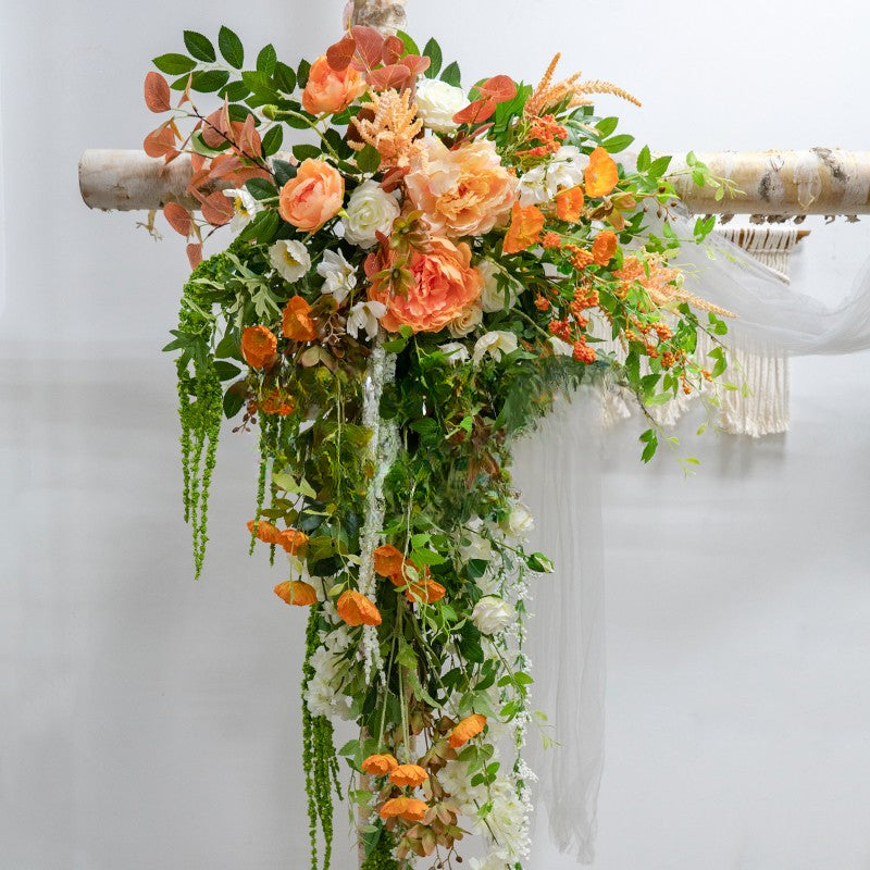 Orange Rose Hydrangea Arch  for Wedding Party Decor Proposal