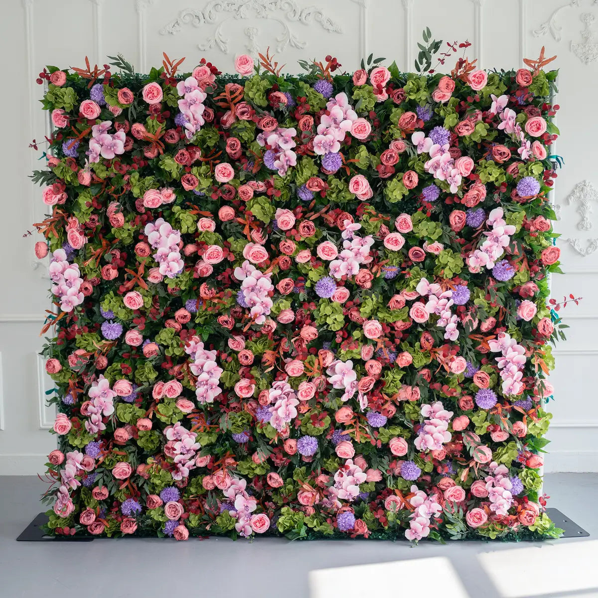 Lightning Deals: Flower Wall 5D Purple Pink Artificial Floral Backdrop for Event Party Decor