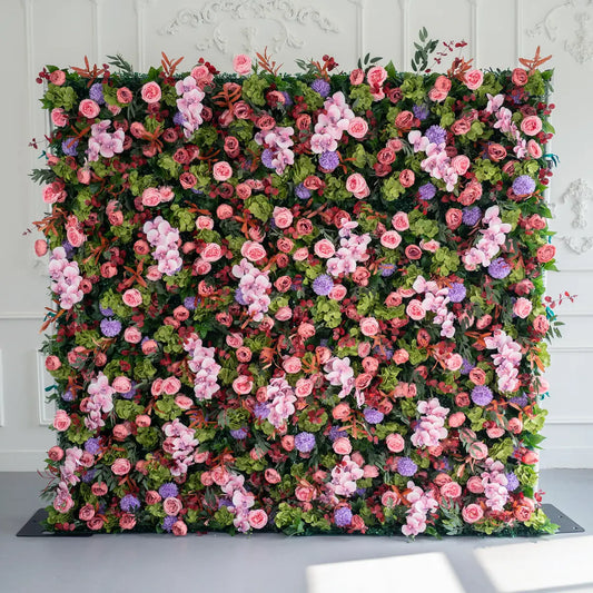 Flower Wall 5D Purple Pink Artificial Floral Backdrop for Event Party Decor