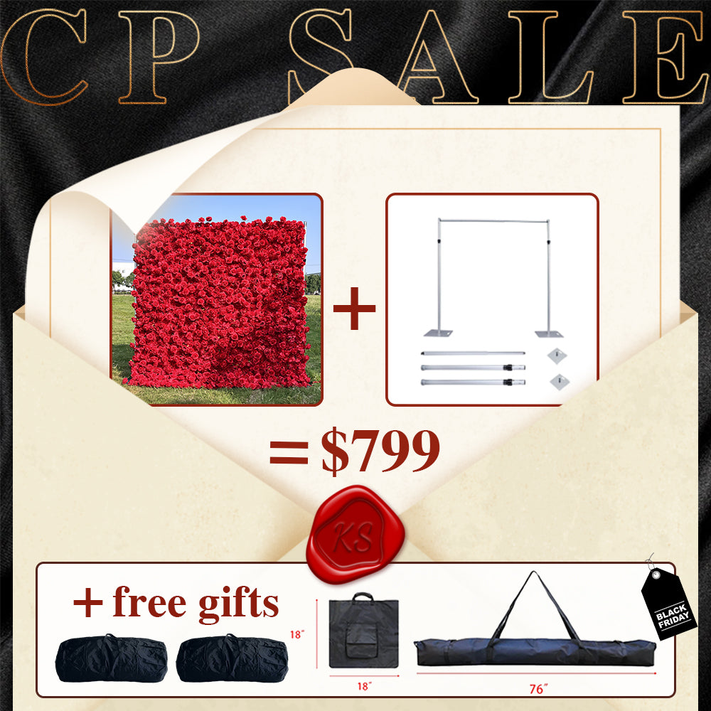 CP SALE Red Roses Artificial Flower Wall with Stand and Two Free Gifts