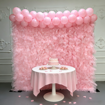 8×8ft Pink Sheer Tulle Decorative Wall Backdrop for Wedding Party Event