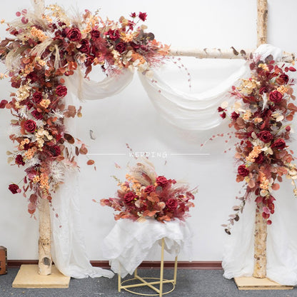 Rose Red Arch Flower Stand Frames for Wedding Party Decor Proposal - KetieStory