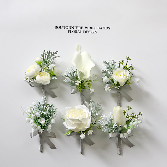 Corsages Green White Series for Wedding Party Proposal Decor - KetieStory