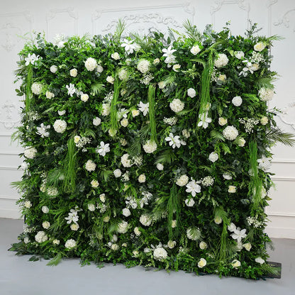5D Spring Green Leaves Flower Wall Backdrop with Fabric Backing for Wedding Event Party