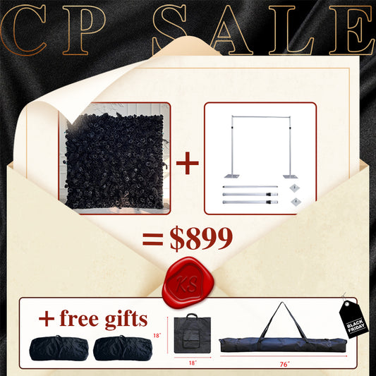 CP SALE 5D Black Roses Artificial Flower Wall with Stand and Two Free Gifts