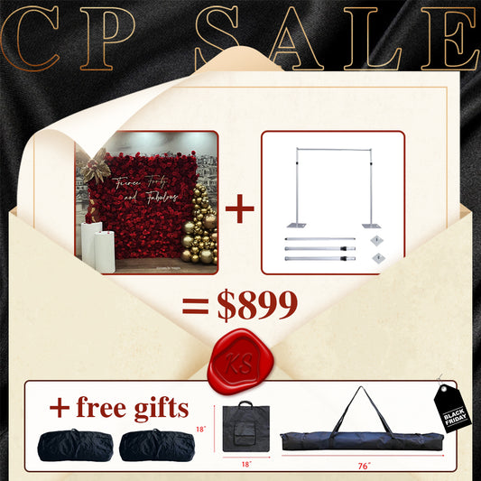 CP SALE 5D Red Artificial Flower Wall with Stand and Two Free Gifts