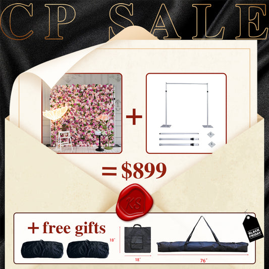 CP SALE Pink Wedding Flower Wall for Wedding Party with Stand and Two Free Gifts