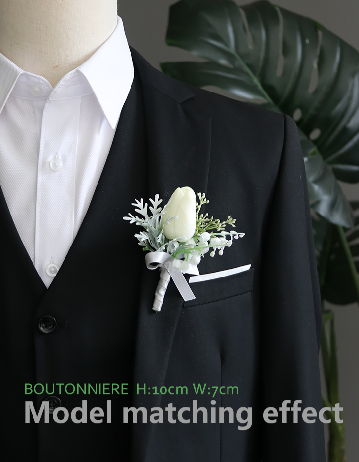 Boutonnieres in White Series for Wedding Party Proposal Decor