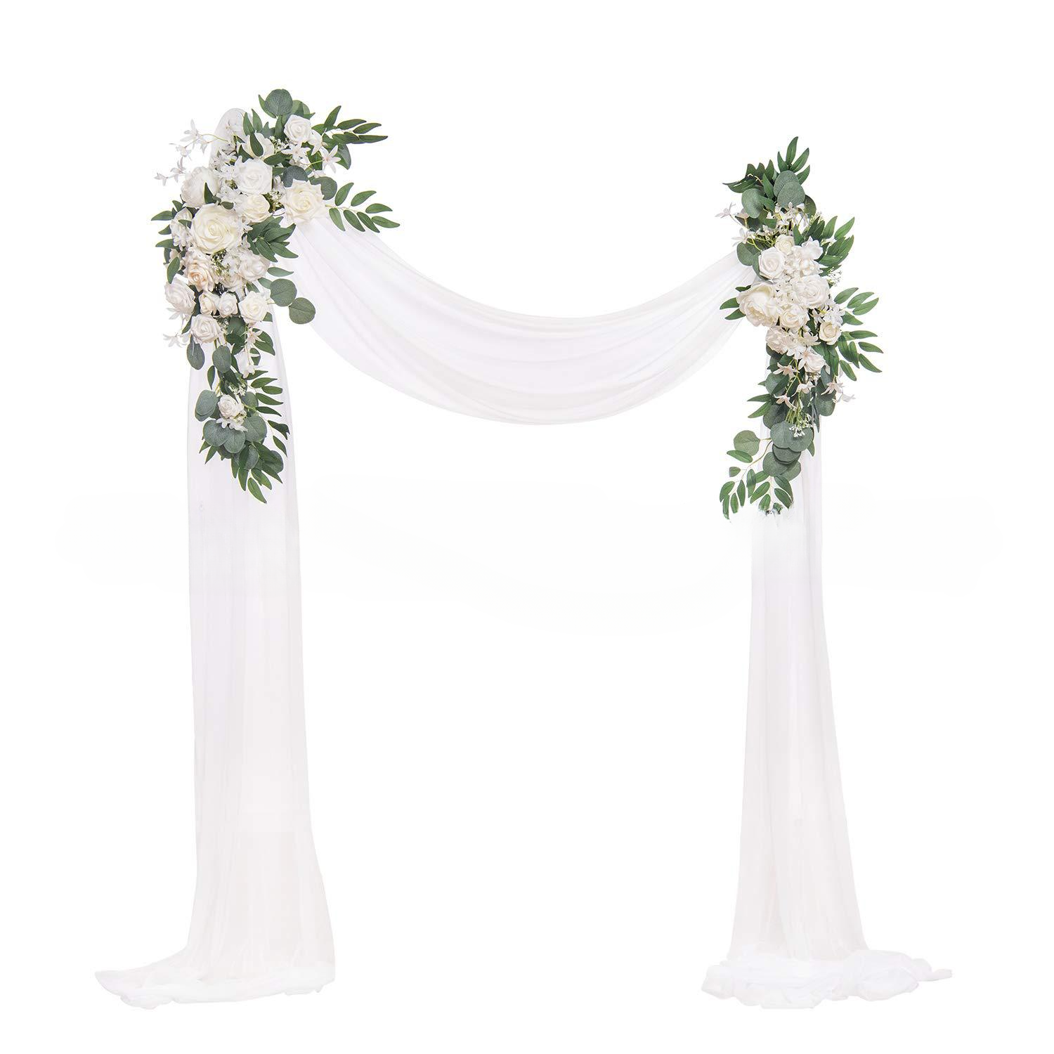 Artificial Flower Chiffon Valance Yarn Three-Piece Set For Wedding Decoration Backdrop