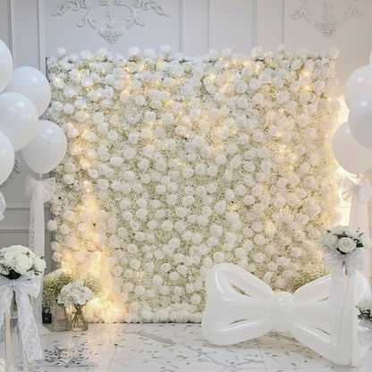 Lightning Deals: Flower Wall 3D White Rolling Up Curtain Floral Backdrop Party Proposal Wedding Decor