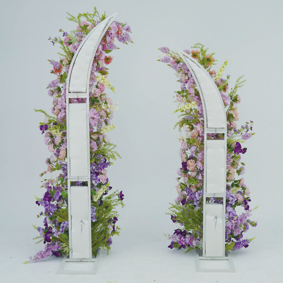Purple Artificial Floral Pillars for Wedding Proposal Party Decor