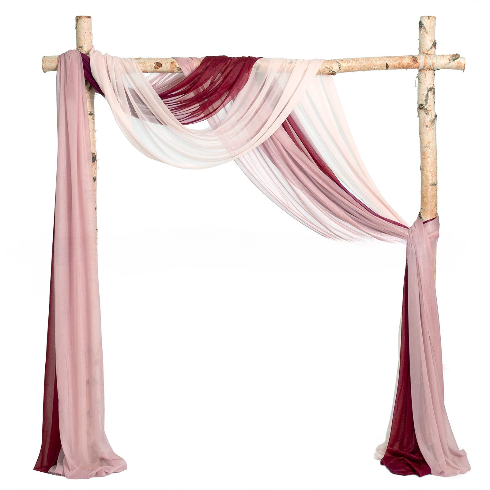 Pearl Chiffon Veil Valance Wedding Arch Backdrop Decoration Curtains for Weeding Parties Ceremony Photography Banquet Event Party