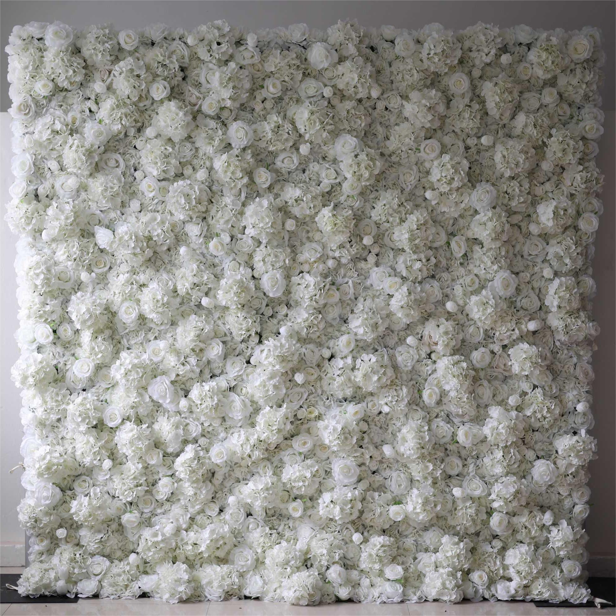 Flower Wall White Hydrangea Rose Fabric Rolling Up Curtain Floral Backdrop Wedding Party Proposal Decor