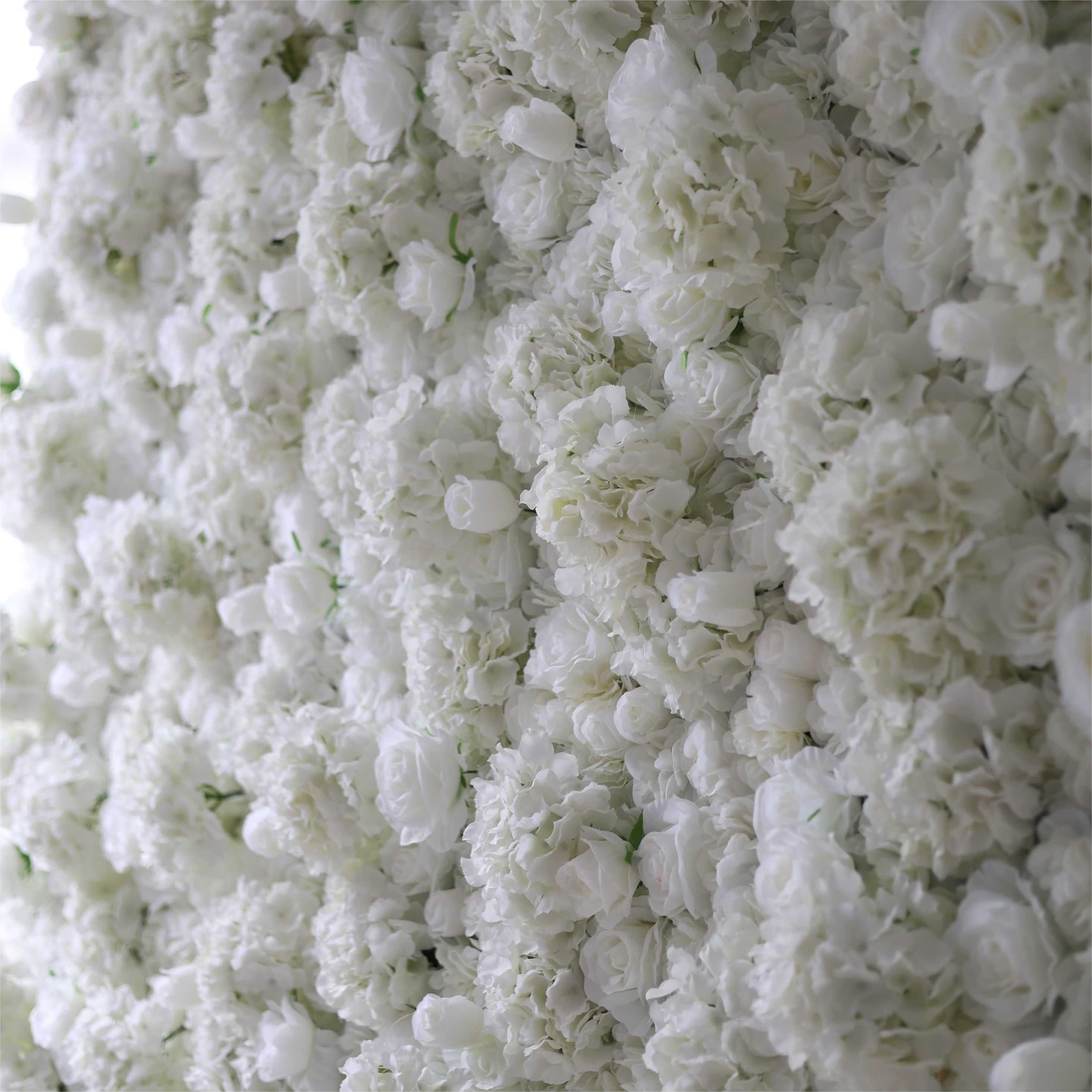 Flower Wall White Hydrangea Rose Fabric Rolling Up Curtain Floral Backdrop Wedding Party Proposal Decor