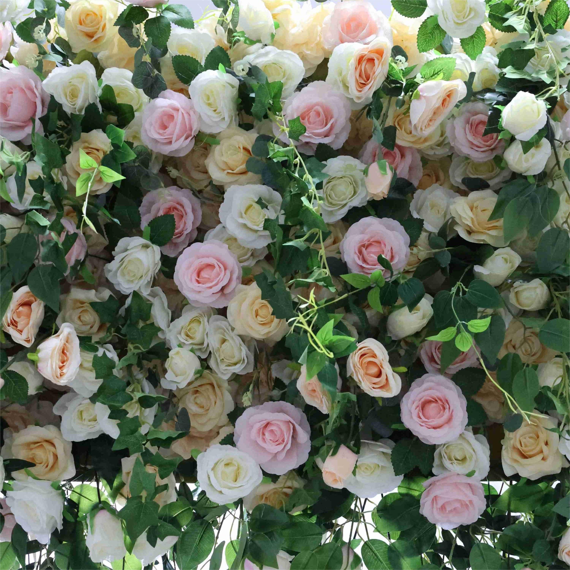 The green pink florals backdrop looks vivid and realistic.