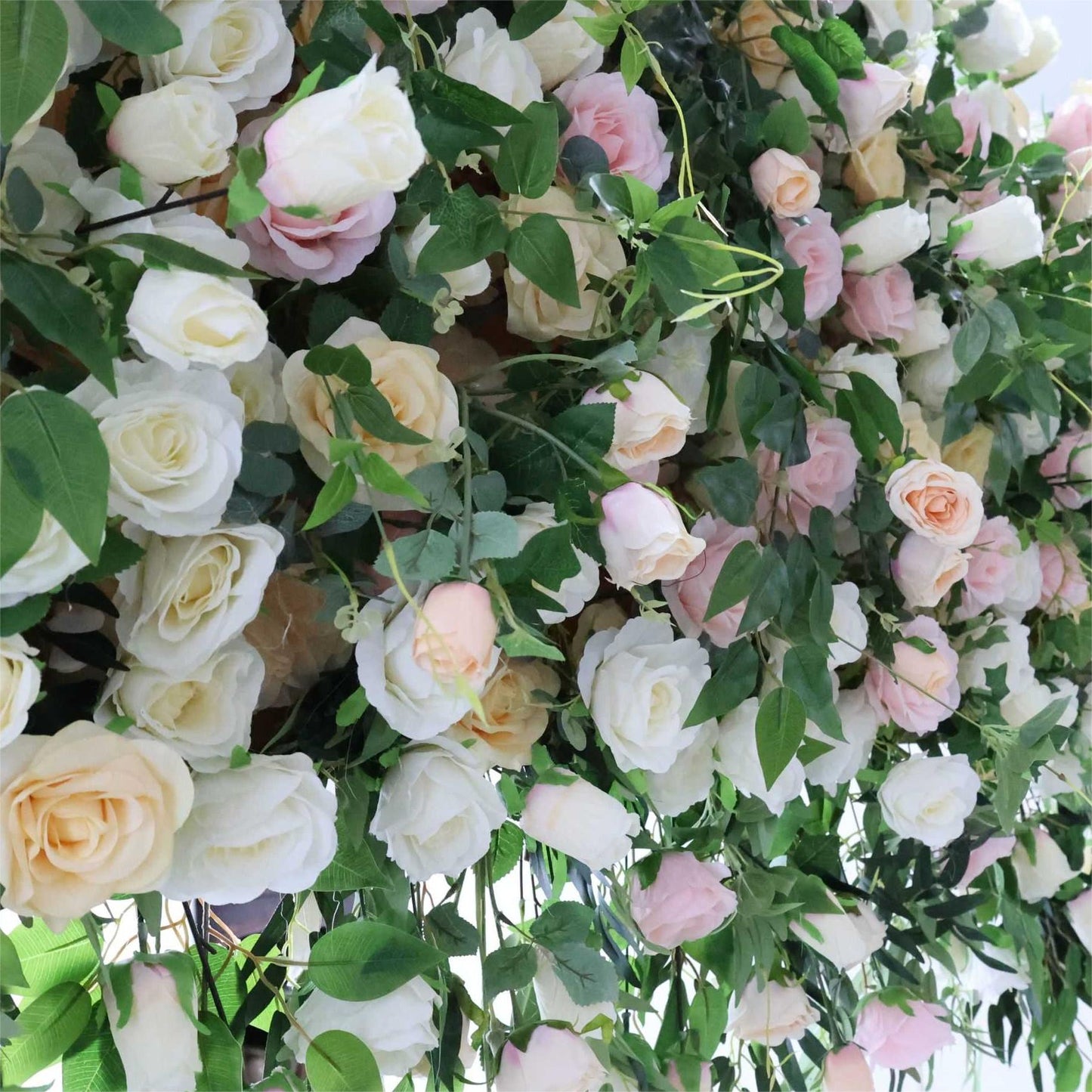 The green pink florals backdrop looks vivid and realistic.