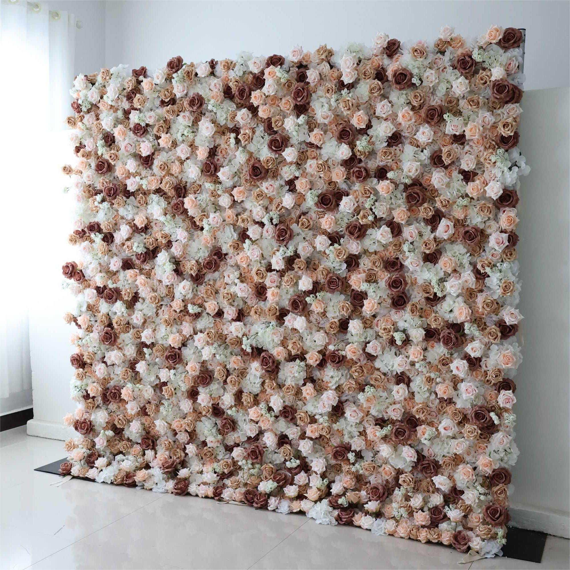 Flower Wall Coffee Pink Fabric Rolling Up Curtain Floral Backdrop Wedding Party Proposal Decor