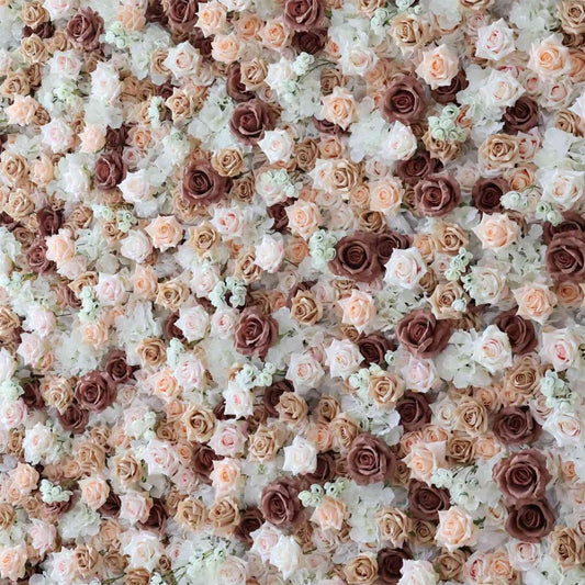 The coffee pink flower wall's detailed view highlights its vibrant, realistic shapes and fabric backing.