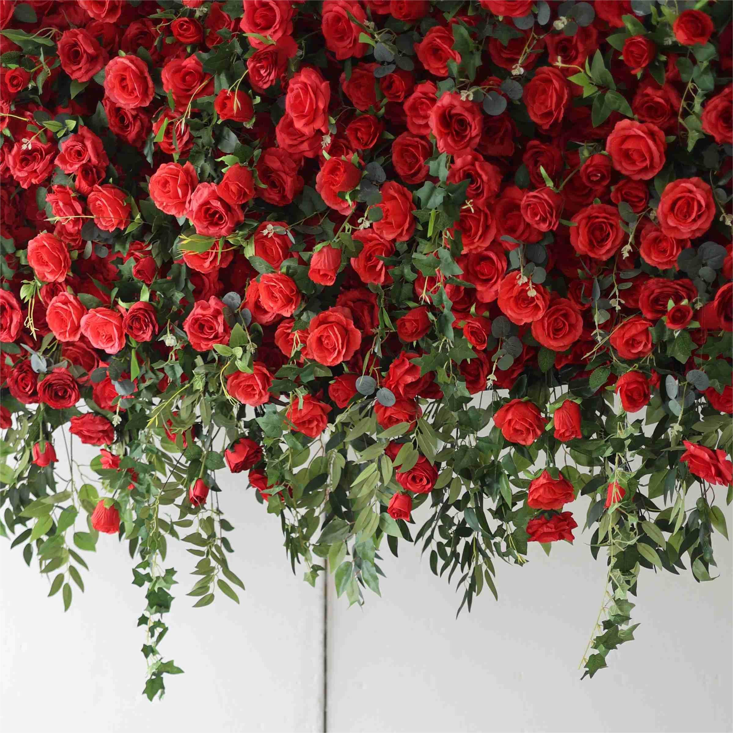 Flower Wall Red Rose Florals Cover Wedding Party Proposal Decor
