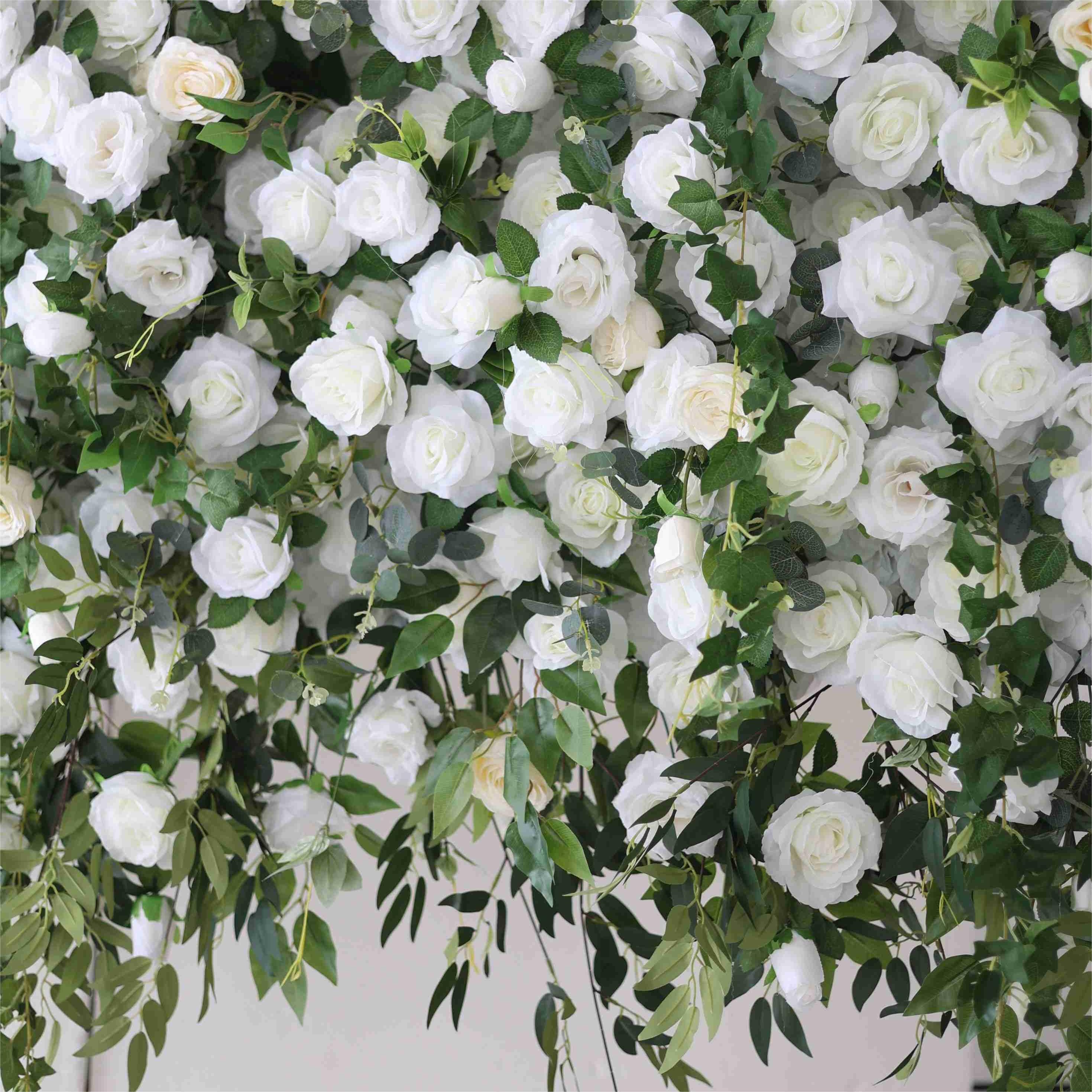 Flower Wall White Green Florals Cover Wedding Party Proposal Decor